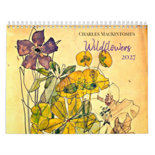 Calendário Aquarelas de Flores Silvestres de Charles Mackinto