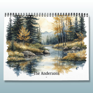 Calendário Aquarelas de Lagos e Rios de Montanha