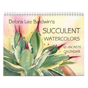 Calendário Aquarelas Suculentes 12 Meses