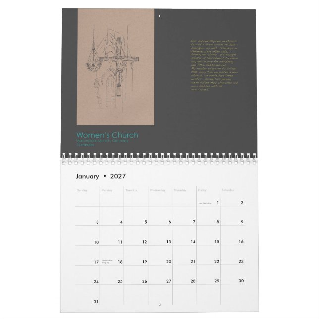 Calendário arquitectónico 2012 dos esboços por (Jan 2027)
