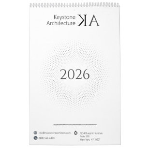 Calendário Arquiteto Minimalista Moderno P&B 2026
