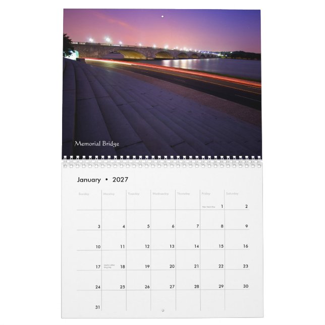 Calendário Arquitetura do Washington DC (Jan 2027)