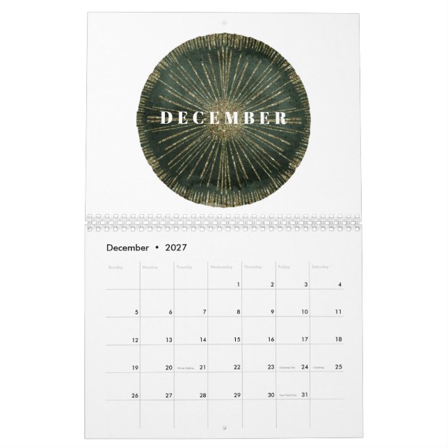 Calendário Art Deco Ano de Cheio Elegante (Dez 2027)