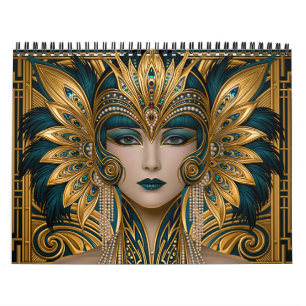 Calendário Art Deco Belas Flappers