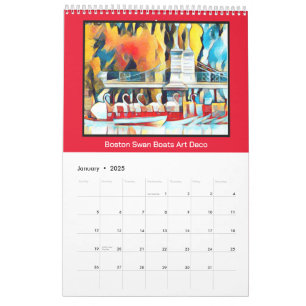 Calendário Art Deco Boston Swan Boats