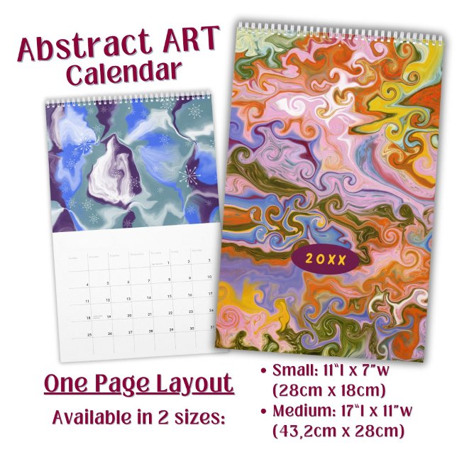 Calendário Arte abstrata de mármore de cor fluida (Criador carregado)