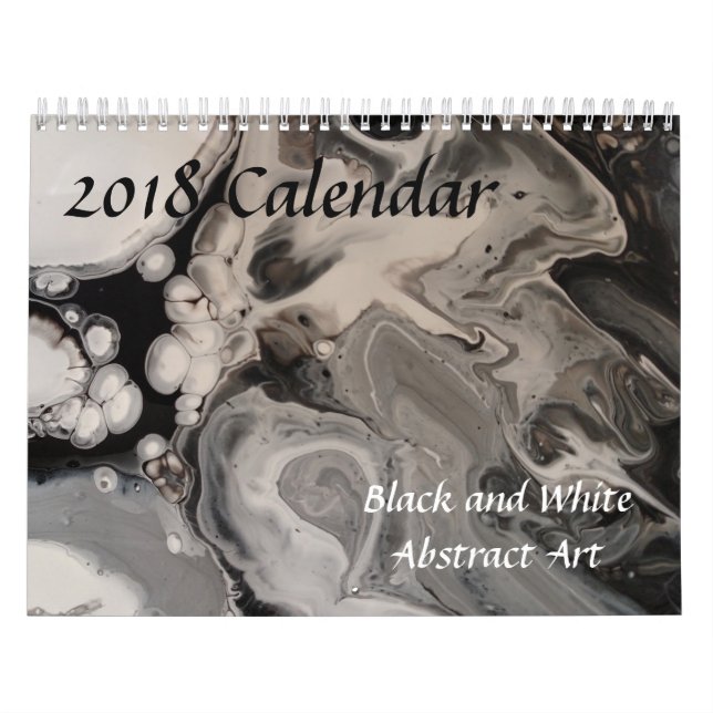 Calendário Arte abstrata fluida em preto e branco (Capa)