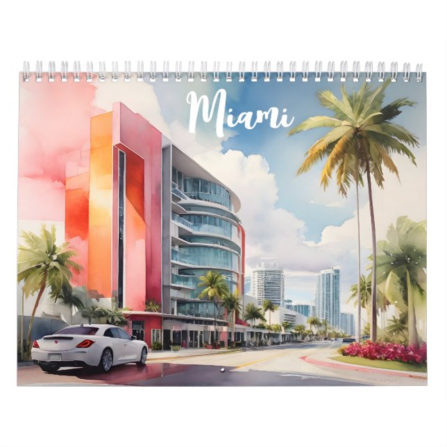 Calendário Arte aquarela de Miami (Capa)