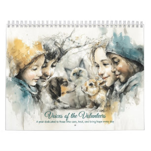 Calendário Arte Aquarela de Voluntários de Resgate Animal