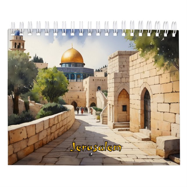 Calendário Arte aquosa de Jerusalém Israel (Capa)