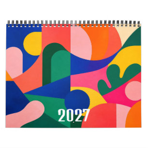 Calendário Arte Contemporânea Colorida Abstrata Moderna 2027