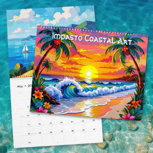 Calendário Arte Costeira no Estilo Impasto