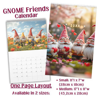 Calendário Arte de Amigos Gnomos engraçados e fofos