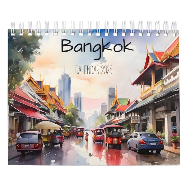 Calendário Arte de aquarela de Bangkok (Capa)