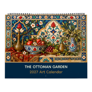 Calendário Arte de Azulejo Turco Granada Oliva Jardim Otomano