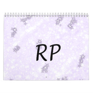 Calendário Arte de brilho roxo com sua letra inicial