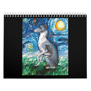 Calendário Arte De Cão De Whippet, Starry Night, Italiano