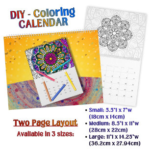 Calendário Arte de Contorno de Mandala para Colorir DIY