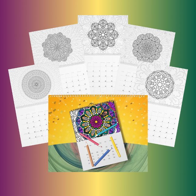 Calendário Arte de Contorno de Mandala para Colorir DIY -  (Criador carregado)