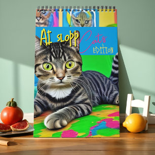 Calendário Arte de Gatos Feios e Surreais com IA, Divertida e