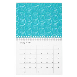 Calendário Arte de Linhas Diagonais da Silhueta de Seashell A
