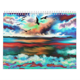 Calendário Arte de Pintura Abstrata Fantasia Digital