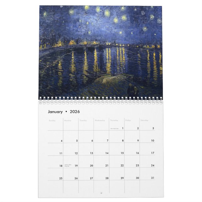 Calendário Arte de Van Gogh (Jan 2026)