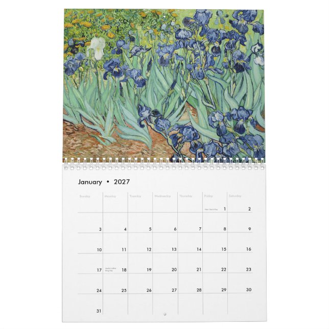 Calendário Arte de Van Gogh (Jan 2027)