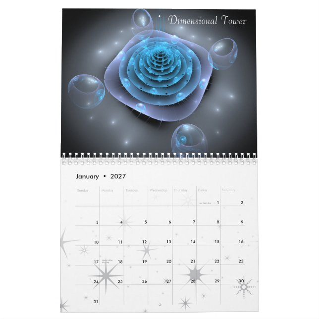 Calendário Arte do Fractal por Rebecca Poole (Jan 2027)