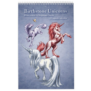 Calendário Arte Fantástica de Birthstone Unicórns