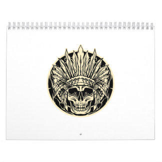 Calendário Arte Gráfico do Crânio do Chefe Guerreiro