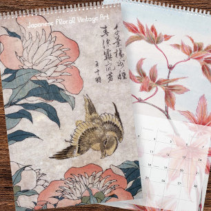 Calendário Arte japonesa floral do vintage