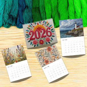 Calendário Arte Moderna de Ponto Cruz 2026 Estética