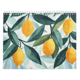 Calendário Arte Moderna Escandinava Floral Frutas Parede de