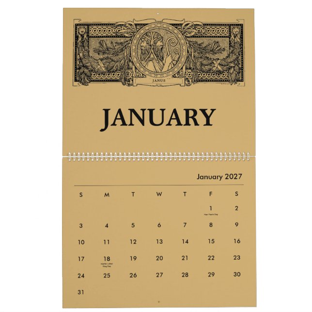 Calendário Arte Nova Mitologia Romana (Jan 2027)