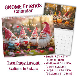 Calendário Arte personalizada de amigos gnomo engraçados e br