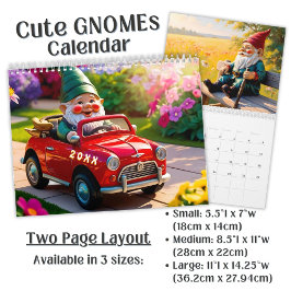 Calendário Arte Personalizada de Gnomo de Jardim Fofo