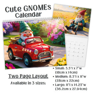 Calendário Arte Personalizada de Gnomo de Jardim Fofo
