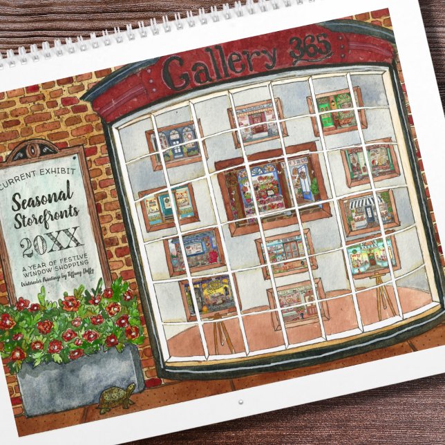 Calendário Artes Sazonais de Aquarelas a Qualquer Ano (Seasonal Storefronts Watercolor Calendar)