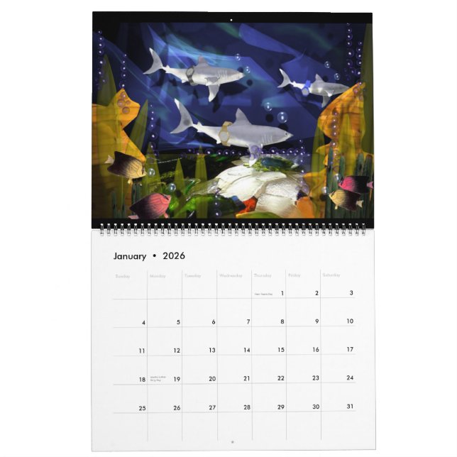 Calendário artístico 2013 Large Sea-Life em Valxar (Jan 2026)