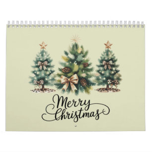 Calendário Árvore de Natal Alegre Leopardo Laço Xmas
