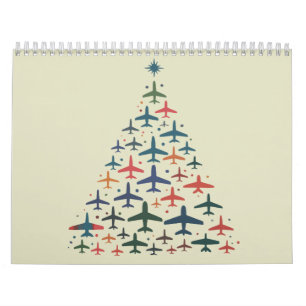 Calendário Árvore de Natal de Avião Piloto Retro Voando Voo