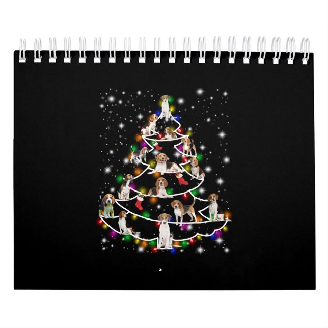 Calendário Árvore De Natal De Beagle Abrangida Pela Lâmpada (Capa)