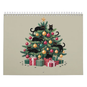 Calendário Árvore de Natal de Gatos Pretos Amante de Gatos Lu