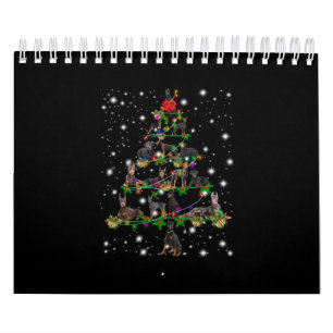 Calendário Árvore De Natal Doberman Coberta Por Lâmpada