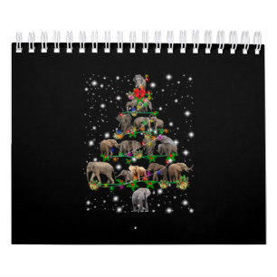 Calendário Árvore De Natal Elefante Coberta Pela Lâmpada