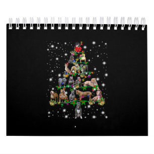 Calendário Árvore De Natal Pitbull Abrangida Pela Lâmpada