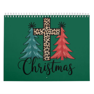 Calendário Árvores de Natal Cruz de Leopardo Cristão