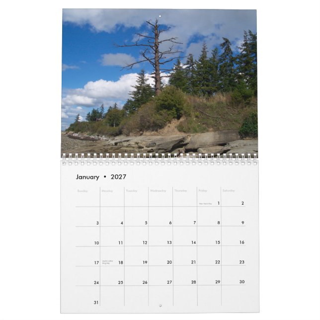 Calendário Árvores e florestas noroestes pacíficas (Jan 2027)