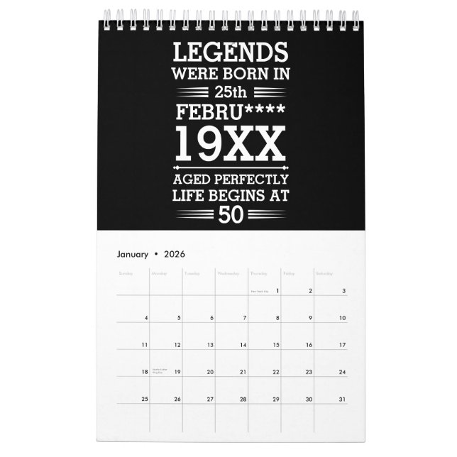 Calendário As Legendas Personalizadas Eram Nasceres no Mês do (Jan 2026)